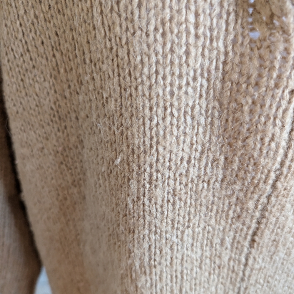 Gap Alpaca Blend Cropped Tan Shawl Neck Sweater Beige Quiet Luxury Minimal Lg image 4